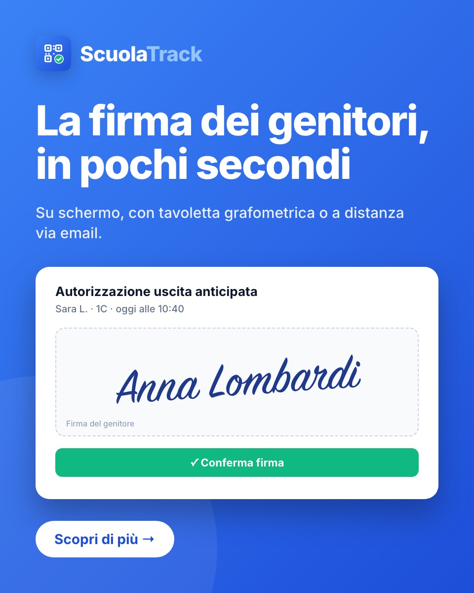 Schermata di firma del genitore per autorizzare un'uscita anticipata
